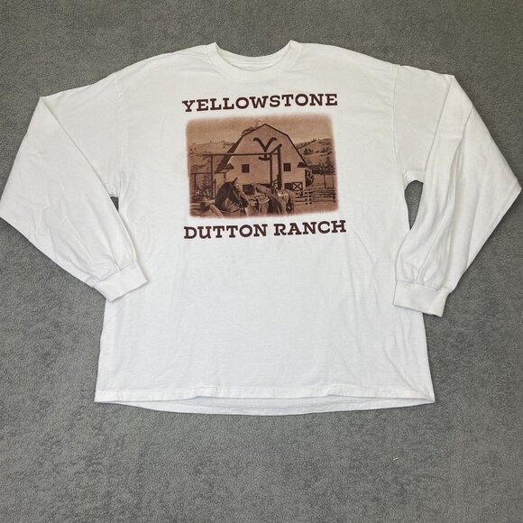 Yellowstone Dutton Ranch Long Sleeve T Shirt Size XL White - Picture 1 of 10